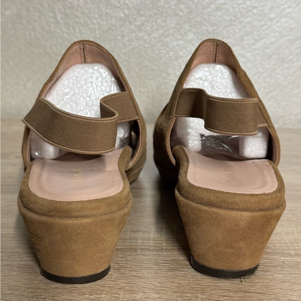 Taryn Rose Tiva Women 11M Brown Suede Elastic Slingback Wedge Sandals - Picture 4 of 11